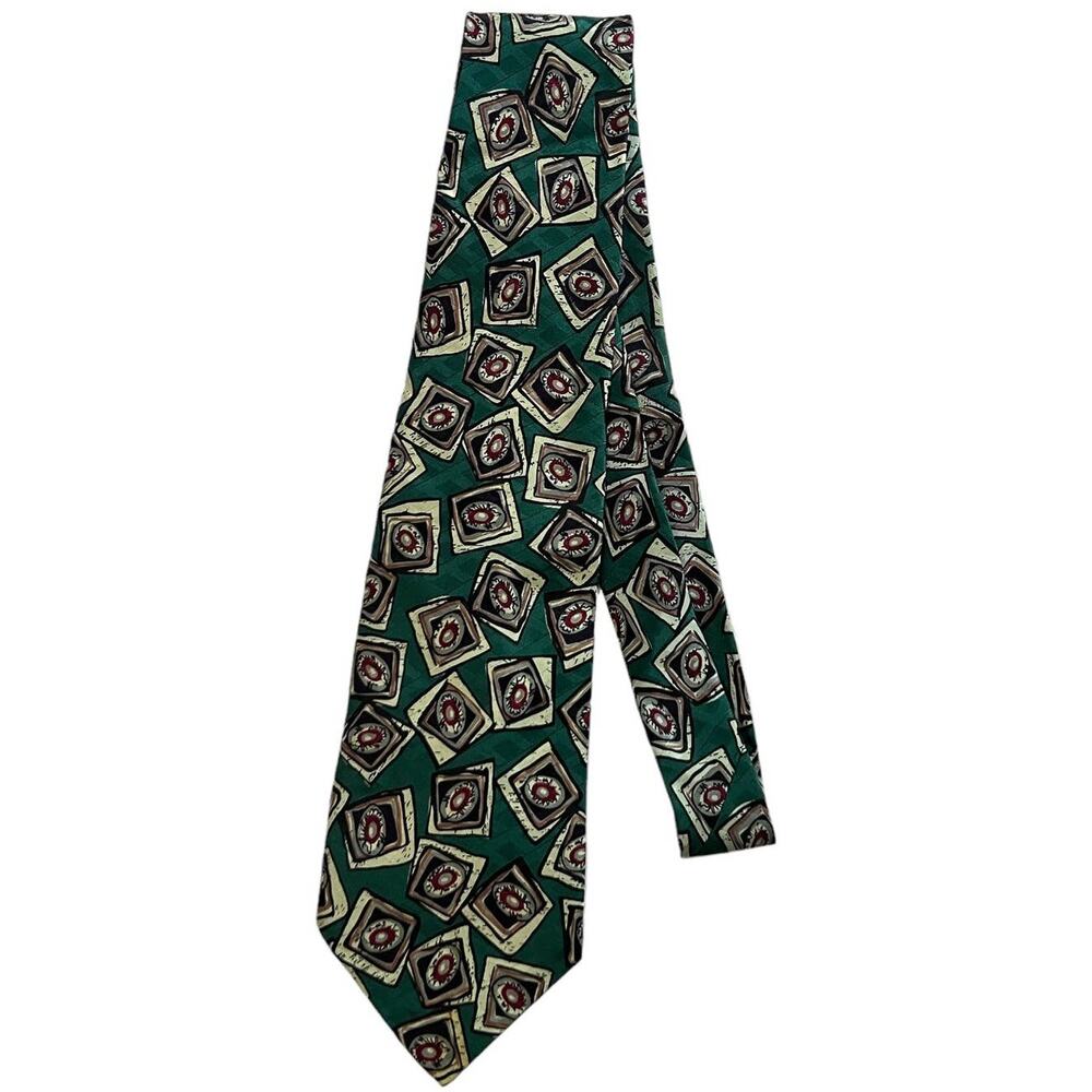 Robert Talbott Studio Green Black Square Oval Geo… - image 3